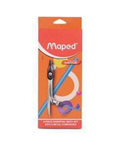 Maped - 9 Piece Essential Math Set With 2 Metal Compasses