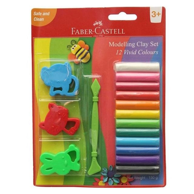 Fabercastell - 12 Modelling Clay 150gm with Toy Moulds & Craft tool