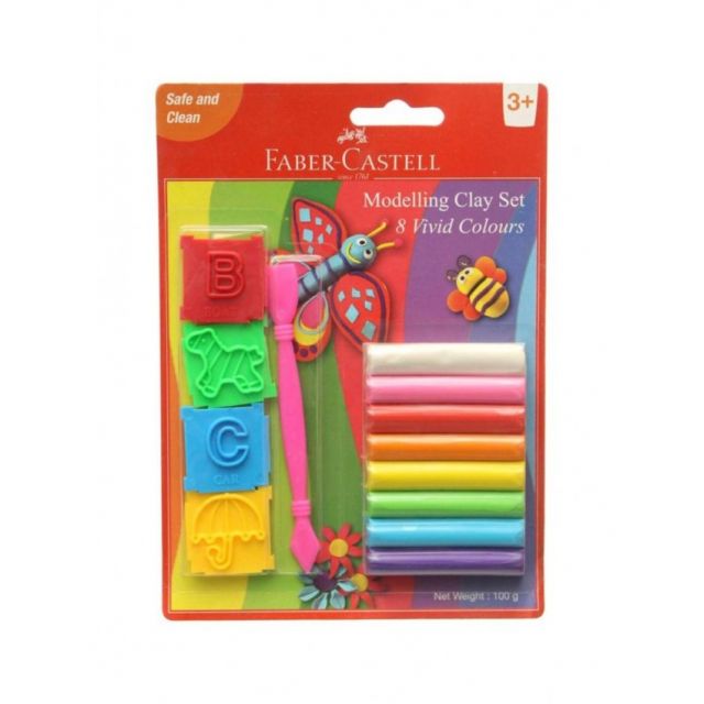 Fabercastell - 8 Modelling Clay 100gm with Toy Moulds & Craft tool